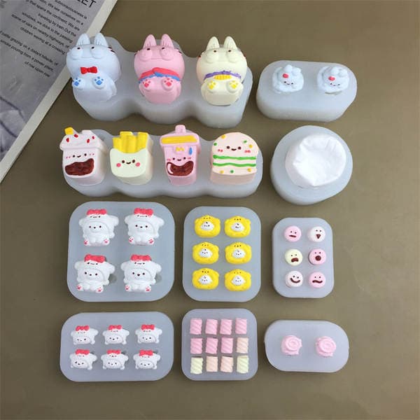 Donuz terlikləri, marşmellou və müxtəlif ifadələr üçün DIY silikon qəlib, fondan, tort və şokolad üçün.