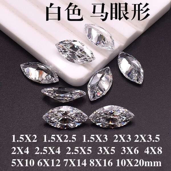 White Transparent Horse Eye-Shaped Gemstone Loose Stone, Small Horse Eye-Shaped Zircon Loose Stone Wholesale Cz Diamond, Zirconia