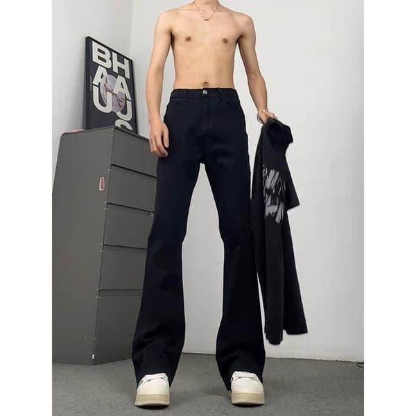 White Flared Jeans for Men, Summer Versatile Stylish Pants, Slimming and Leg-Lengthening Casual Bootcut Pants