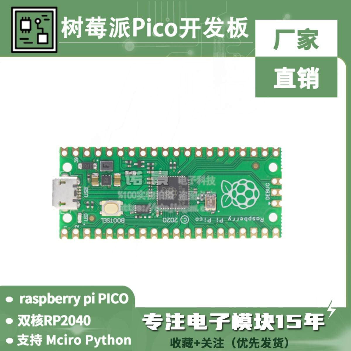 Raspberry Pi Pico Geliştirme Kartı, Çift Çekirdekli RP2040, Micro Python Dəstəyi