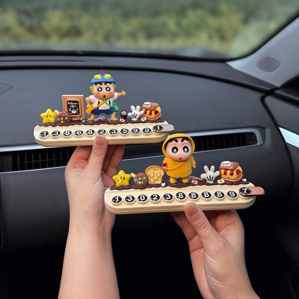 2026 New Model Crayon Shin-Chan Temporary Parking Number Plate for Moving the Car, with a Phone Number That Can Be Hidden on the Car