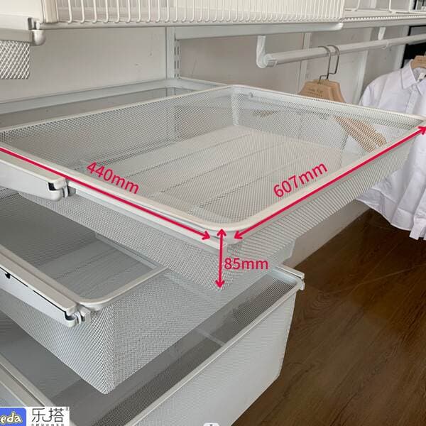 Bedroom Wall-Mounted Metal Wardrobe with Track Basket, Built-In Closet Set, DIY Components, Mesh Basket, Custom Metal