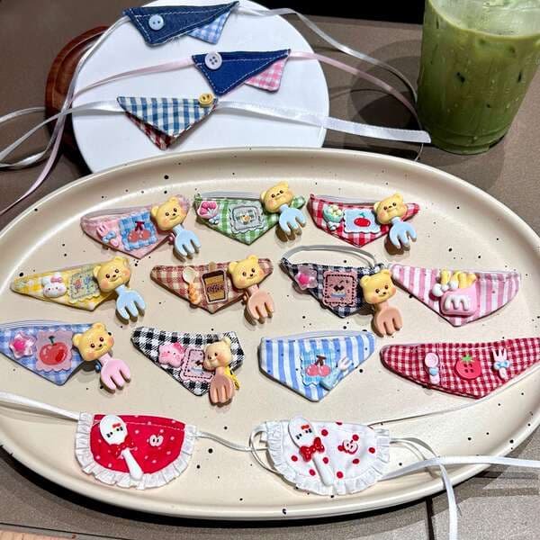 13cm Self-Mocking Bear Saliva Towel 10cm Doll Clothes Bib Nagano Cotton Doll Triangle Towel Saliva Bib
