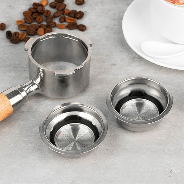 51mm Coffee Powder Bowl with Silicone Gasket Coffee Machine Accessories Stainless Steel Double-Layer Pressurized Filter Cup Exquisite Filter Screen