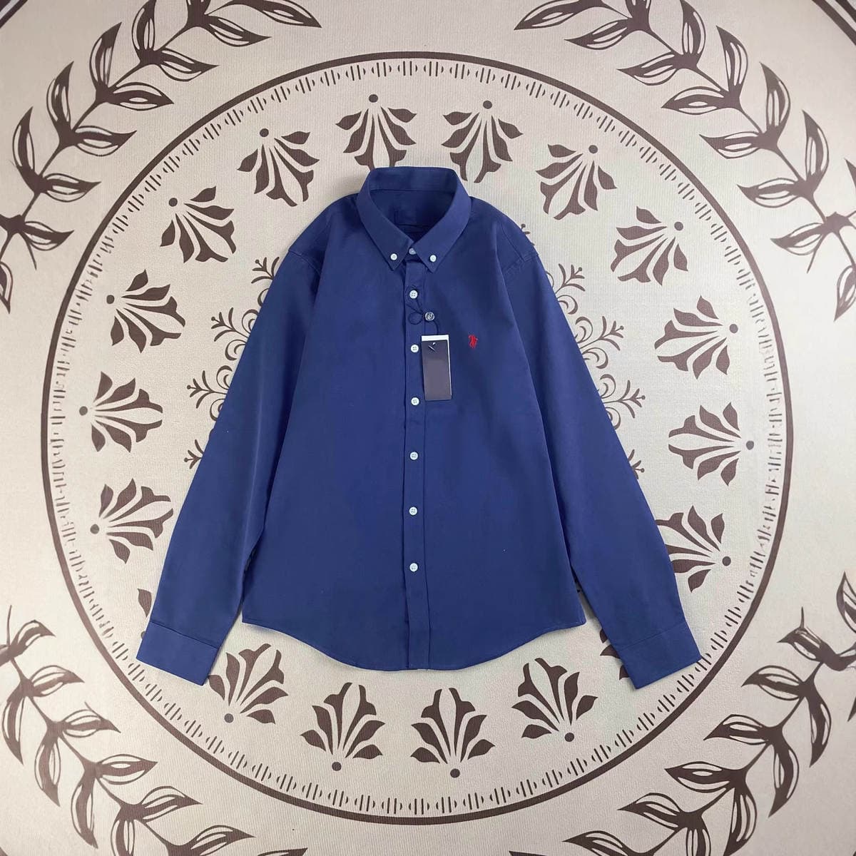 Ralph Lauren Polo klassik təmiz pambıq uzunqol gündəlik köynək, qadınlar/cütlüklər üçün, naxışlı at loqosu.