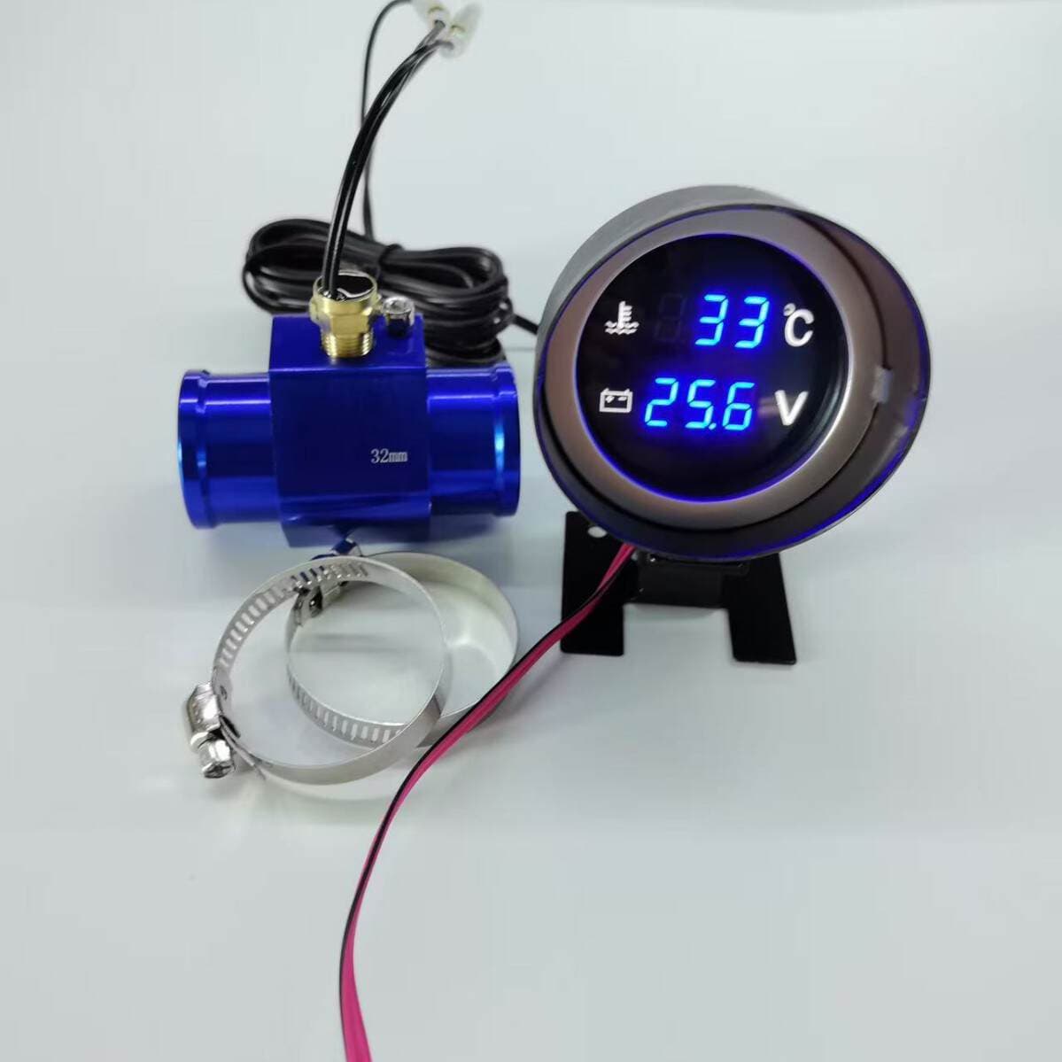 Modified Digital Circular Electronic Water Temperature Gauge 3m Wire Plug 12V24V Universal Applicable Agricultural Machinery Truck Water Temperature Gauge