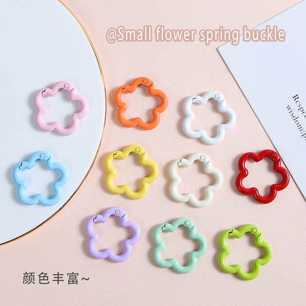 Color paint metal floret spring plum key ring handmade DIY jewelry accessories bag buckle material wholesale