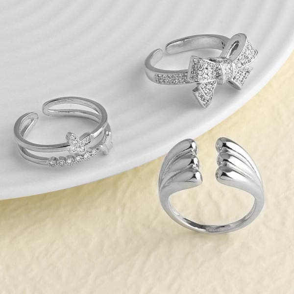 As Jewelry Sərhədlərarası Yeni Zirkonlu Ağ K Kəpənək Formalı Tənzimlənən Qadın Üzüyü Rim92