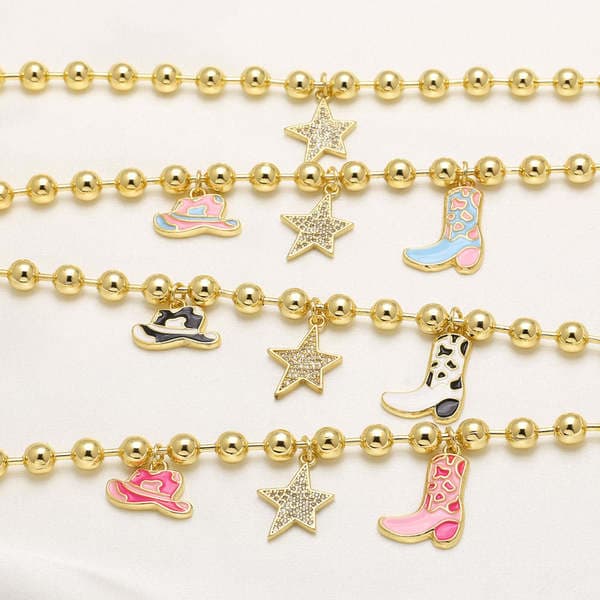 As Jewelry Aliexpress Sərhədlərarası Populyar Tam Zirkonlu Beşguşəli Ulduz Bilərzik, Yağ Damcı Formalı Hündürdaban Ayaqqabı Muncuq Bilərzik Brb63