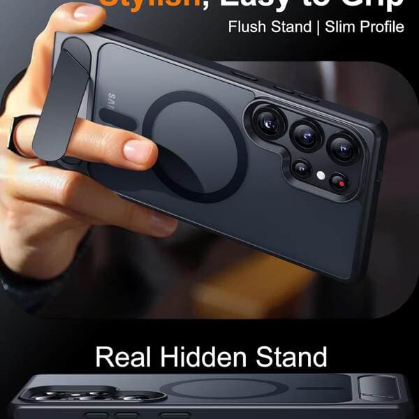 Suitable for Samsung S26Ultra Magnetic Stand Phone Case, S24 Matte Skin-Feel Case, S25Ultra Anti-Drop Protective Cover