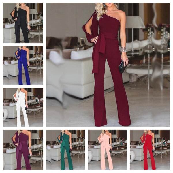 2024 Summer and Autumn Cross-border Explosions Amazon New Women's Shoulder High Waist Lace-up Solid Color Slim-fit Sexy Pants
