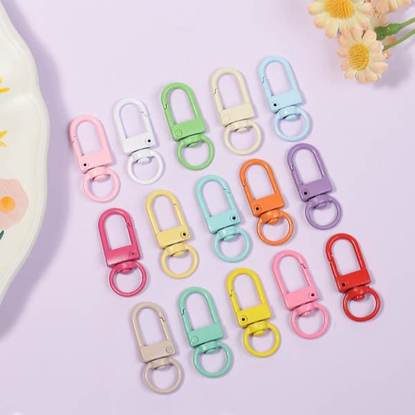 Zinc Alloy Colorful Paint Door Buckle Jewelry DIY Keychain Pendant Accessories Rotating Buckle Handmade Materials Wholesale