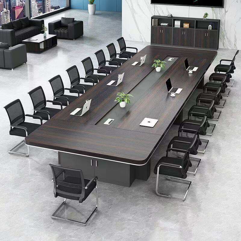 Conference Table, Commercial Large Conference Room Negotiation Table and Chair Set, Business Office Panel-Style Long Table, Employee Training Table