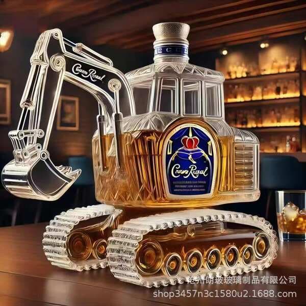 Cross-Border Glass Wine Bottles, Special-Shaped Wine Bottles, Creative Gifts, Engineering Vehicle-Shaped Whiskey Bottles, Excavator-Shaped Wine Bottles
