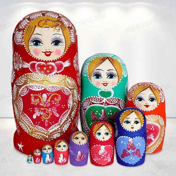 Russian Matryoshka Doll 10-Layer Creative Birthday Gift Small Ornaments Children's Wooden Craft Decoration Travel Souvenir Gift