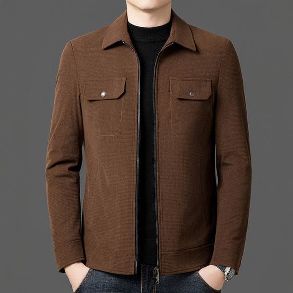 Winter Cotton Jacket Men's Lapel Casual Cotton Jacket Winter Middle-Aged Trendy Business Warm Light Luxury Fashion Jacket