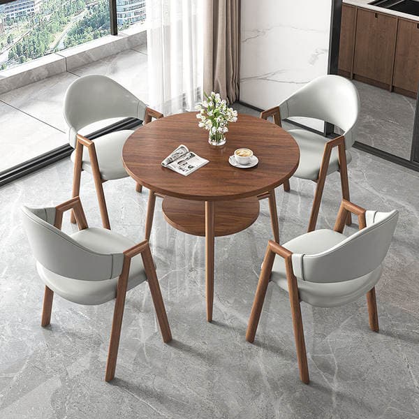 Nordic Minimalist Leisure Chair Reception and Meeting Table and Chair Set for Milk Tea and Coffee Shops, Small Round Table for Apartments and Guesthouses