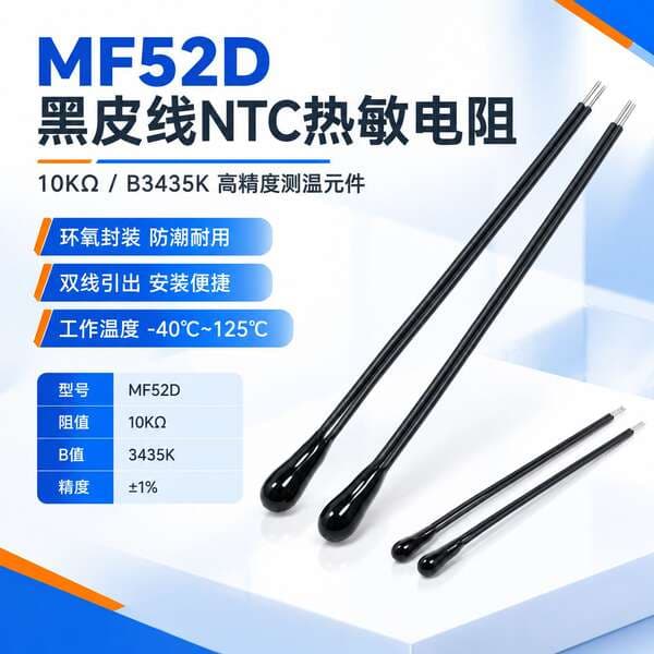 Shiheng Electronics MF52D NTC Termistor, Epoksi Kapsullu, Qara Naqilli Temperatur Sensoru