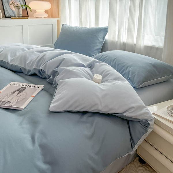 Manufacturer Wholesale Solid Color Washed Cotton Four-Piece Set Simple Brushed Duvet Cover Ins Style Bed Sheet Bedding Three-Piece Set 3