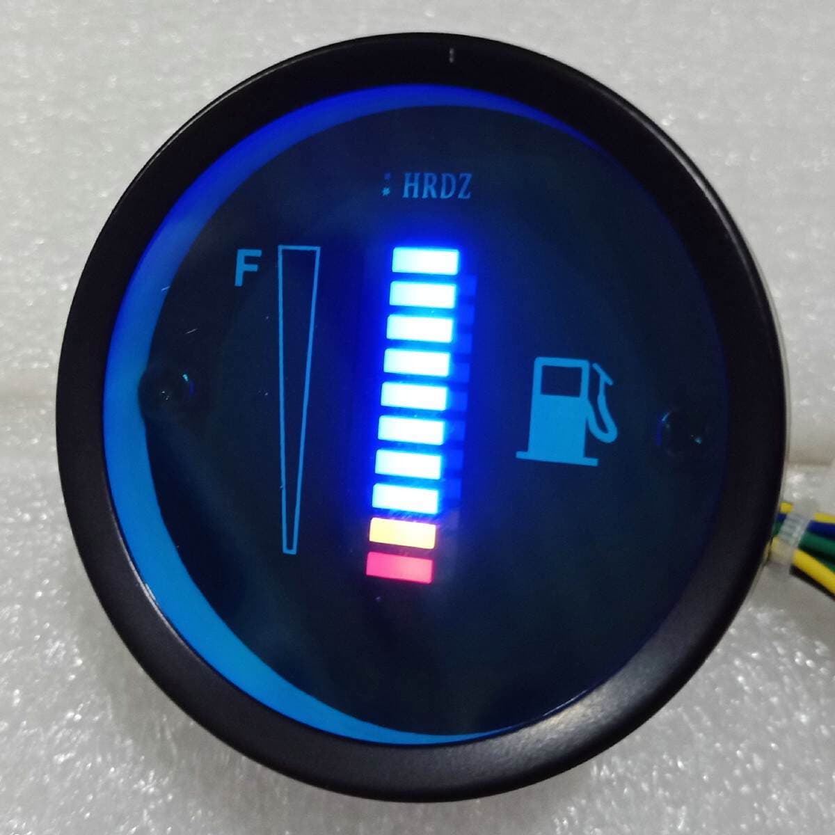 Avtomobil və motosiklet üçün dəyişdirilmiş yanacaq səviyyəsi göstəricisi, dəmir korpuslu, LED displeyli, 12V, mavi.