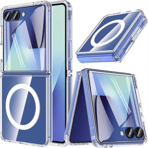 Suitable for Samsung Zflip8 Transparent Magnetic Phone Case Zflip 30% off Protective Cover with Airbag to Prevent Falling and Not Yellowing