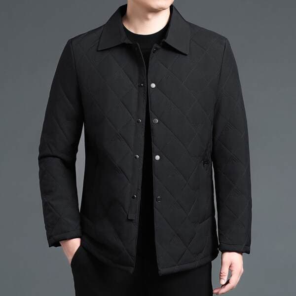 Diamond-Patterned Cotton Jacket for Men, Thin Cotton Coat with Mulberry Silk, 2024 New Autumn and Winter Thin Cotton Clothing for Men