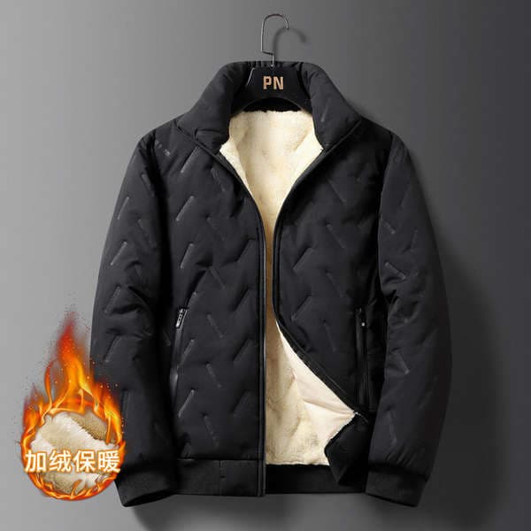 Winter Warm Lamb Wool Cotton Jacket for Men, Fleece-Lined, Thick, Loose-Fitting, Large Size, Business Casual Wear