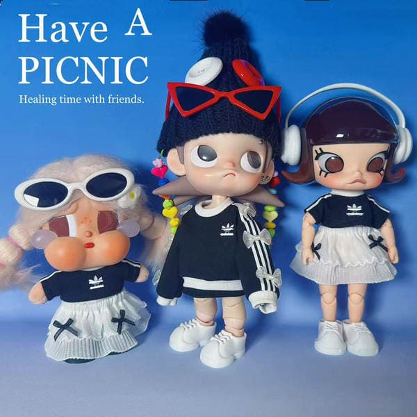 Excluding the Doll】Trendy Gazi Sister Doll Outfit Crybaby Doll Clothes Movable Figure Clover Short-Sleeve Dress