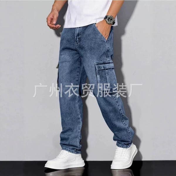 Summer Thin Men's Jeans, Loose Straight-Leg Men's Pants, Wear-Resistant, Stretchy, Versatile, Suitable for Work, Construction Site, Casual Pants