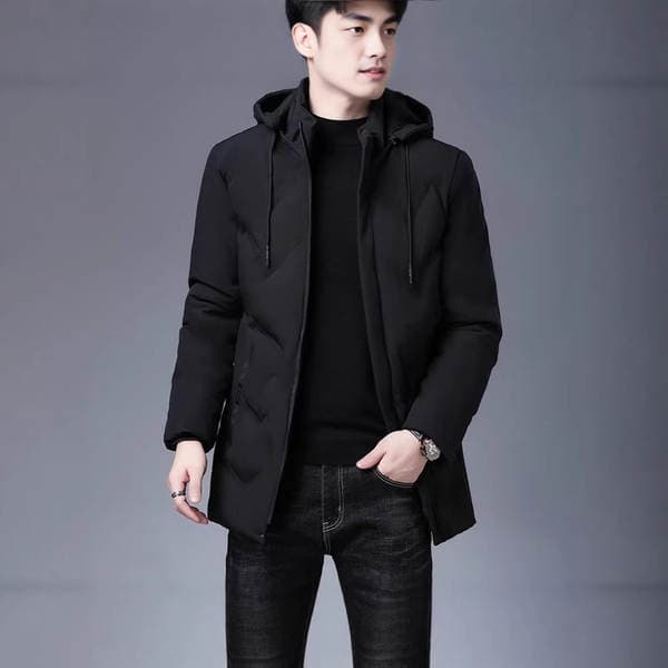 Yingao Thickened Mid-Length Cotton Jacket for Men, New Winter Hooded Dad-Style Warm Cotton Coat for Men Wholesale