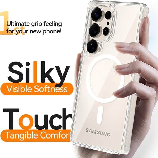 Suitable for Samsung S26Ultra Transparent Magnetic Phone Case A37 Airbag Anti-Fall S24Fe Protective Case Cross-Border A57