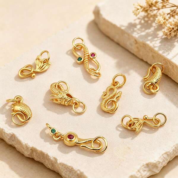 New vintage-style gold color-retaining jewelry clasp DIY accessory for necklaces and bracelets, connecting clasp, jewelry accessory materials wholesale